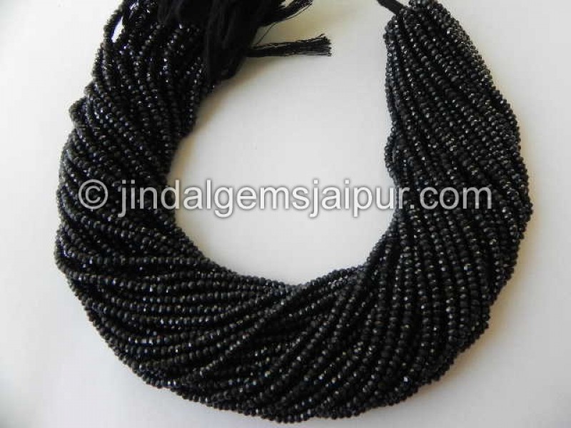Black Spinel Faceted Roundelle Shape Beads
